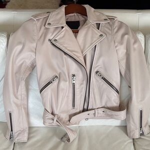 All Saints Biker Leather Jacket in Light Pink(Blush)